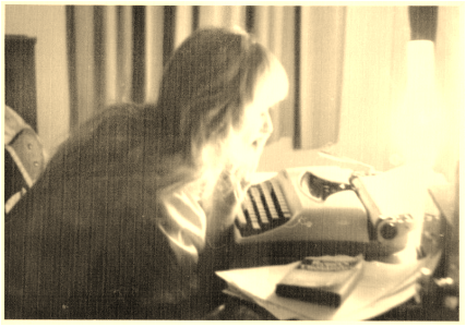 Young Diane at Typewriter